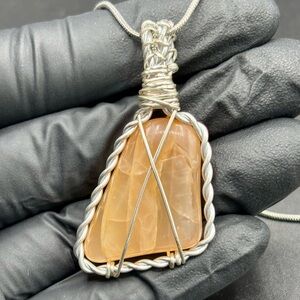 Gemstone Pendant Necklace Wire-Wrapped Moonstone Sterling silver